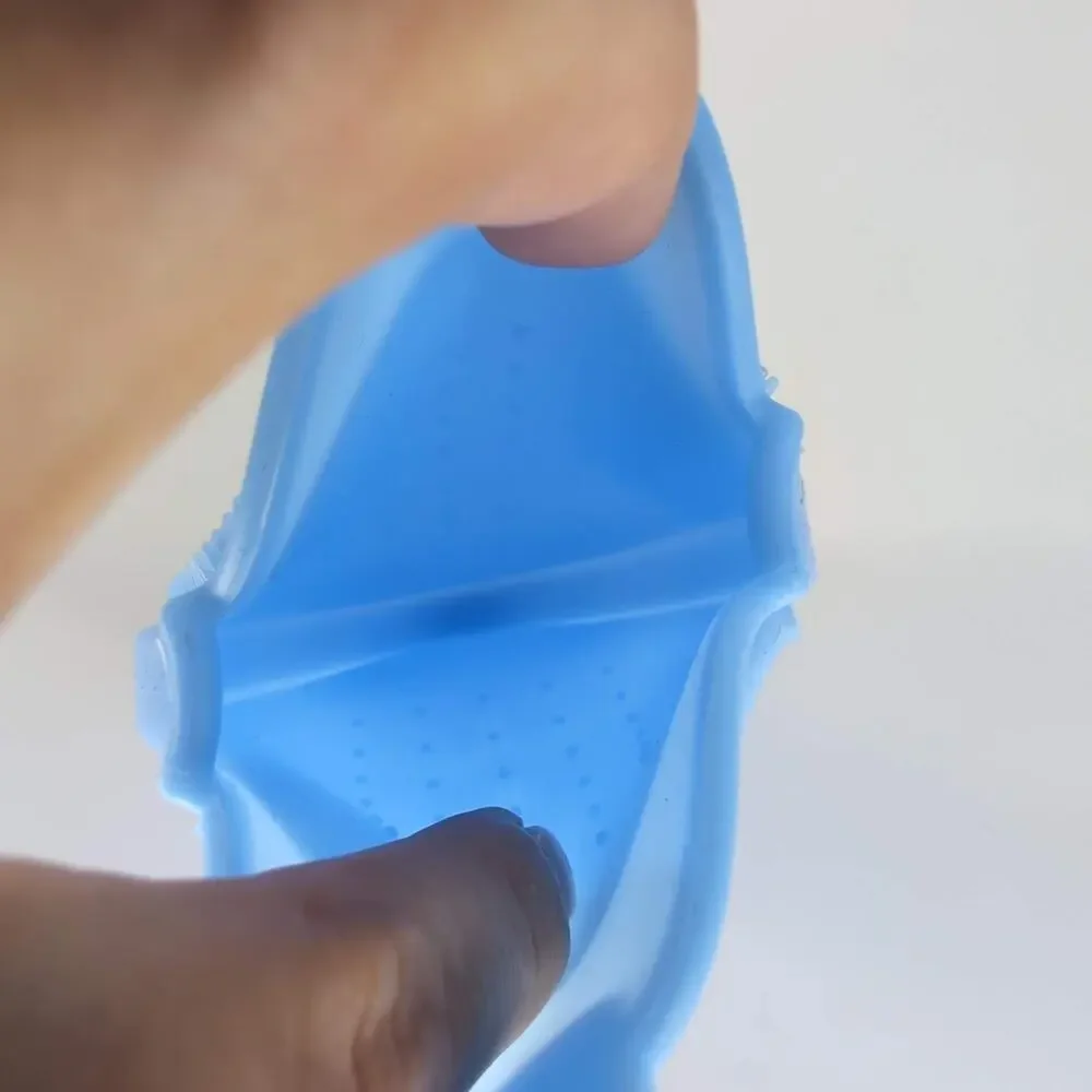 Double Sided Blue Silicone Glove Type Body Scrubber / Bath Brush - New / Unused